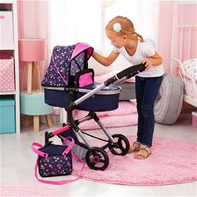 Bayer Design NEO VARIO Kombi-Dockvagn, mörkblå/rosa-13