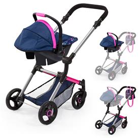 Bayer Design NEO VARIO Kombi-Dockvagn, mörkblå/rosa-4