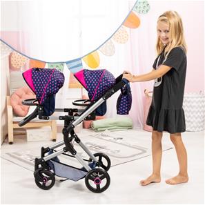 Bayer Design tvilling Klappvagn, Neo - Blå med enhörning och hjärtan-2