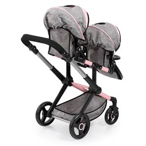 Bayer Design tvilling Klappvagn, Xeo - Grå och rosa-4