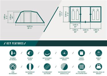 Bestway Family Ground 4 Tält 460 x 230 x 185 cm-7