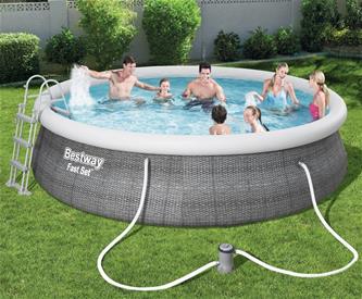  Bestway Fast Set Pool Rattan set 457 x 107 cm m. pump och stege