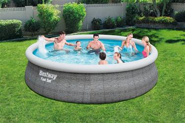  Bestway Fast Set Pool Rattan set 457 x 107 cm m. pump och stege-4