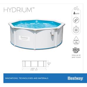 Bestway Hydrium 360 x 120 cm stålpool med sandfilter, stege m.m.-7