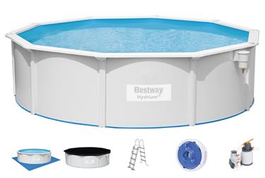 Bestway Hydrium 460 x 120 cm stålpool med sandfilter, stege m.m.