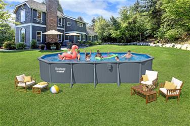 Bestway Hydrium 732 x 366 x 132 cm Oval Stålväggspool Set (2026 model)-2