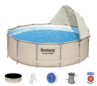 Bestway Power Steel  396 x 107 cm m/Baldakin, pump, stege m.m.