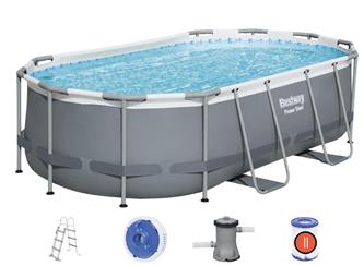 Bestway  Power Steel 427 x 250 x 84 cm Oval pool m/stege, pump m.m.