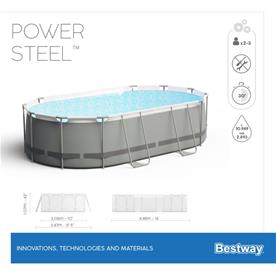 Bestway  Power Steel 488 x 305 x 107cm Oval Pool m. pump, stege m.m.-8