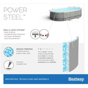 Bestway  Power Steel 549 x 274 x 122 cm Oval pool m/pump, stege m.m.-10