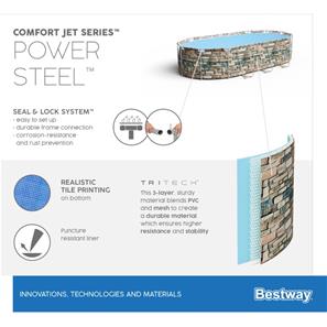 Bestway  Power Steel 610 x 366 x 122 cm Komfort Jet Pool-8