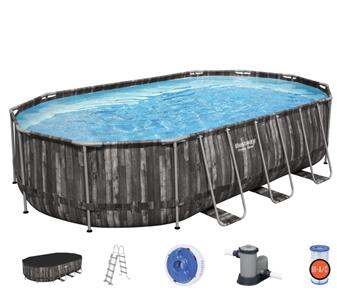 Bestway  Power Steel 610 x 366 x 122 cm Oval pool m/pump, stege