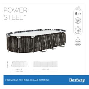 Bestway  Power Steel 610 x 366 x 122 cm Oval pool m/pump, stege-9