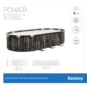 Bestway  Power Steel 732 x 366 x 122 cm Oval pool m/stege mv-8