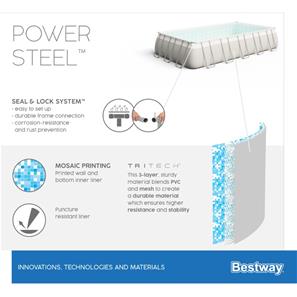 Bestway  Power Steel Rektangulär pool 732 x 366 x 132 cm-8