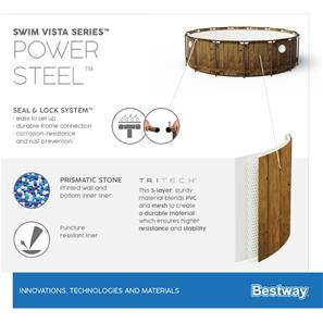 Bestway  Power Steel  Swim Vista II 549 x 122 cm m/pump, stege-10