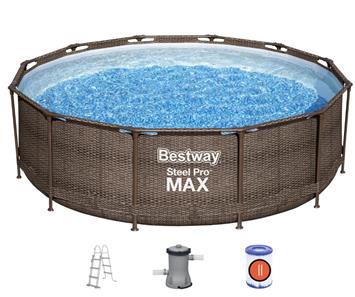  Bestway Steel Pro MAX Frame Pool 366x100cm Rattan m/pump, stege