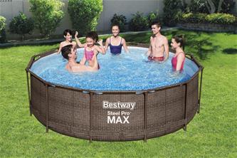  Bestway Steel Pro MAX Frame Pool 366x100cm Rattan m/pump, stege-2