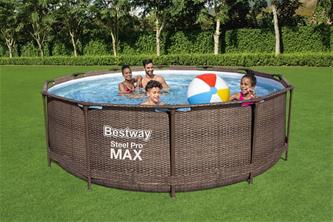  Bestway Steel Pro MAX Frame Pool 366x100cm Rattan m/pump, stege-3