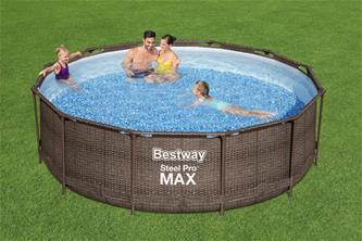  Bestway Steel Pro MAX Frame Pool 366x100cm Rattan m/pump, stege-4