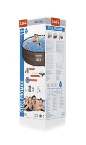  Bestway Steel Pro MAX Frame Pool 366x100cm Rattan m/pump, stege-6