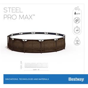  Bestway Steel Pro MAX Frame Pool 366x100cm Rattan m/pump, stege-7