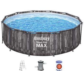  Bestway Steel Pro MAX Frame Pool 366x100cm Stone m/pump, stege