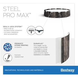  Bestway Steel Pro MAX Frame Pool 366x100cm Stone m/pump, stege-7