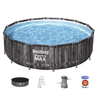  Bestway Steel Pro MAX Frame Pool 427 x 107cm m/pump, stege - Ny modell!