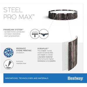  Bestway Steel Pro MAX Frame Pool 427 x 107cm m/pump, stege - Ny modell!-10