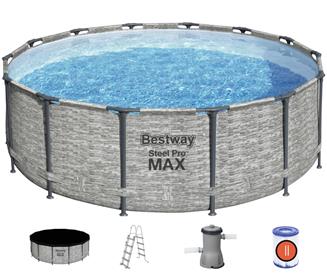  Bestway Steel Pro Max Frame Pool 427 x 122 cm m/pump, stege - Ny modell!