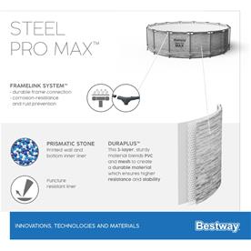  Bestway Steel Pro Max Frame Pool 427 x 122 cm m/pump, stege - Ny modell!-9