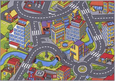 Bil barnmatta SMART CITY  95 x 133 cm