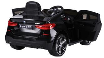 BMW 6 GT elbil till barn 12v Svart m. Gummihjul, 2.4G Remote, 12V7AH-4