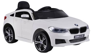 BMW 6 GT elbil till barn 12v Vit m/Gummihjul, 2.4G Remote, 12V7AH