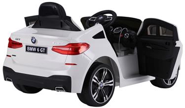 BMW 6 GT elbil till barn 12v Vit m/Gummihjul, 2.4G Remote, 12V7AH-4