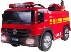 Brandbil Elbil till Barn 12V m/2.4G, Gummidäck, hjälm, vattenpistol, etc.
