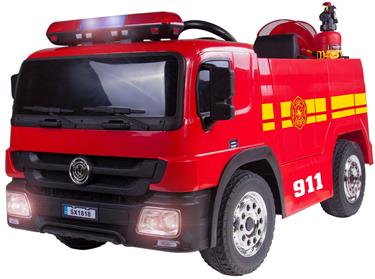 Brandbil Elbil till Barn 12V m/2.4G, Gummidäck, hjälm, vattenpistol, etc.