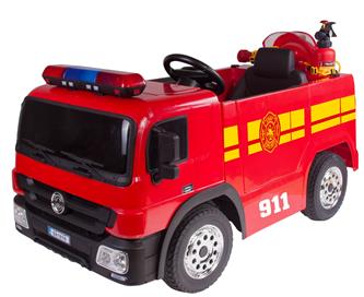 Brandbil Elbil till Barn 12V m/2.4G, Gummidäck, hjälm, vattenpistol, etc.-2
