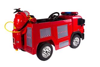 Brandbil Elbil till Barn 12V m/2.4G, Gummidäck, hjälm, vattenpistol, etc.-3