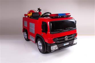 Brandbil Elbil till Barn 12V m/2.4G, Gummidäck, hjälm, vattenpistol, etc.-7