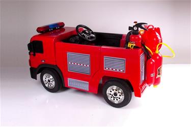 Brandbil Elbil till Barn 12V m/2.4G, Gummidäck, hjälm, vattenpistol, etc.-6