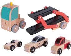Classic World – Biltransport i trä med 3 bilar