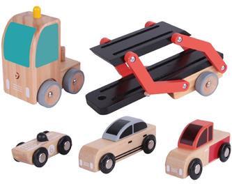 Classic World – Biltransport i trä med 3 bilar