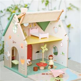 Classic World Blomsterstugan dockhus i trä med tillbehör-4