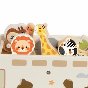 Classic World Safari-bil i trä med djur (från 18 månader)-3