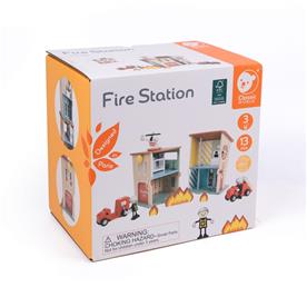 Classic World Träleksak Brandstation med tillbehör-2