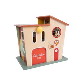 Classic World Träleksak Brandstation med tillbehör-5
