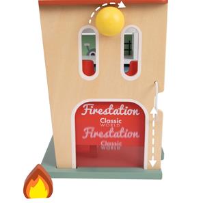 Classic World Träleksak Brandstation med tillbehör-7