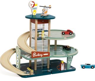 Classic World Vintage trä Parkeringsgarage med tillbehör